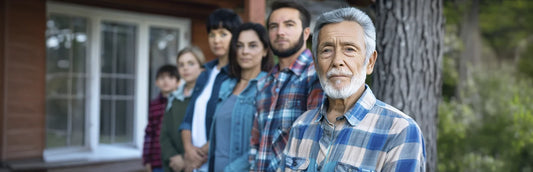 hombre mayor junto con su familia para ejemplificar el caracter hereditario del Alzheimer